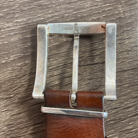 Mens Pre Owned Links & Kings Brown Italian Leather Golf Belt Size 40 - Picture 10 of 14